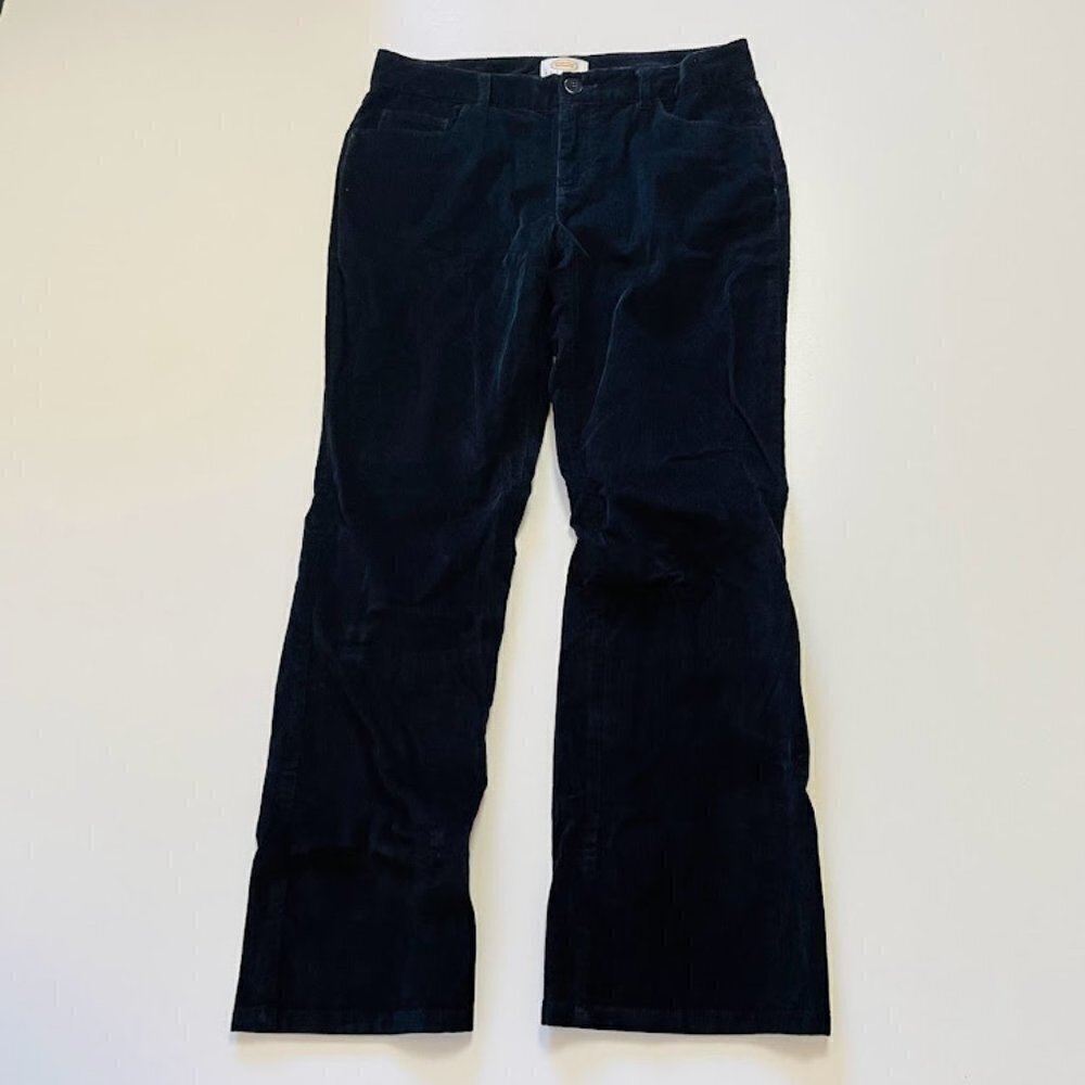 Talbots Pant Trouser Corduroy Black Straight Petite Holiday Winter Sweater Knit